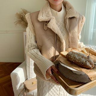 Faux-shearling Moto Vest