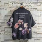 Lettering Flower Print Shirt