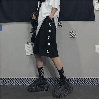 Crescent And Star Print Wide-leg Shorts