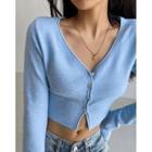 Button-up Crop Knit Top In 5 Colors