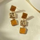 Alloy Square Dangle Earring 1 Pair - Silver Needle Earring - One Size