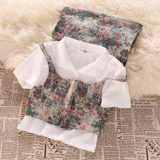 Short-sleeve Plain Polo-shirt / Jacquard Cropped Sleeveless Top / Jacquard Mini Skirt
