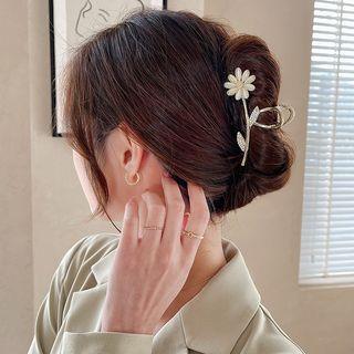 Flower Rhinestone / Faux Cat Eye Stone Alloy Hair Clamp