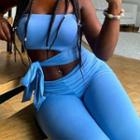Off-shoulder Cutout Tie-front Jumpsuit