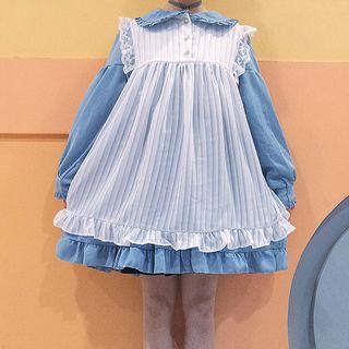 Long-sleeve Peter Pan Collar Mini Dress / Sleeveless Lace-trim A-line Dress