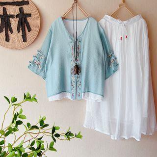 Traditional Chinese 3/4-sleeve Jacket / Skirt / Set