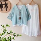 Traditional Chinese 3/4-sleeve Jacket / Skirt / Set