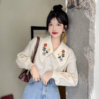 Lantern-sleeve Collar Sweater