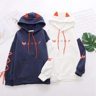 Lace-up Cartoon Print Hoodie