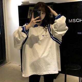 Contrast Trim Collared Sweatshirt