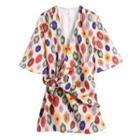 Short-sleeve Tie-waist Floral Print Top