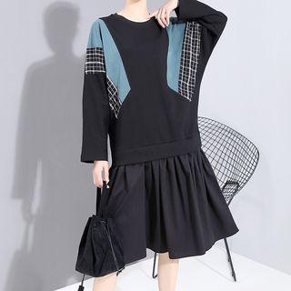 Panel Mock Two-piece Accordion Pleat Dress