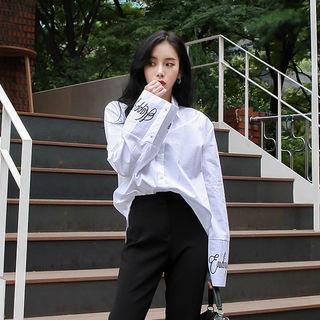 Long-sleeve Lettering-detail Shirt