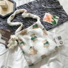 Bear Print Furry Tote Bag