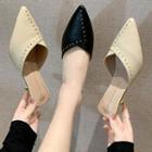 Pointed High Heel Studded Mules