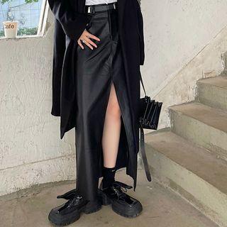 Faux Leather Fitted Maxi Skirt
