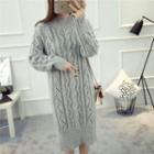 Pointelle Long-sleeve Cable Knit Dress