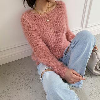 Round-neck Fuzzy Sweater
