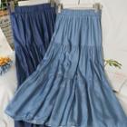 Elastic High-waist Midi Skirt