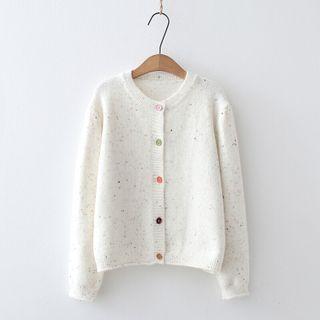 Multicolored Round-neck Cardigan White - One Size