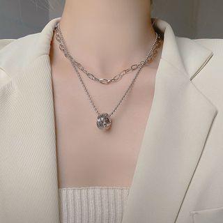 Ball Layered Necklace Silver - One Size