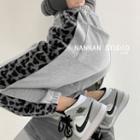 Leopard Print-panel Jogger Pants