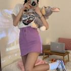 Short-sleeve Print T-shirt / Mini Pencil Skirt / Short-sleeve Crop Top