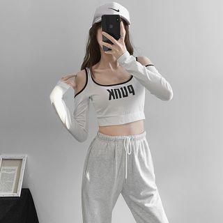Off-shoulder Printed Crop T-shirt