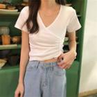 Plain Strap Short-sleeve Top