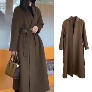 V-neck Fleece Wrapped Coat