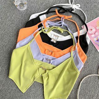 Plain Heart Cropped Halter Top