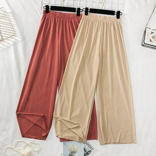 High-waist Wide-leg Plain Pants