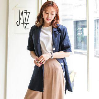 Roll-up Short-sleeve Linen Blazer