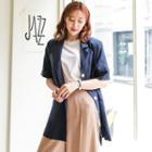 Roll-up Short-sleeve Linen Blazer
