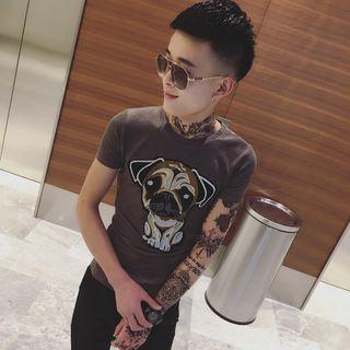 Dog Applique Short-sleeve T-shirt