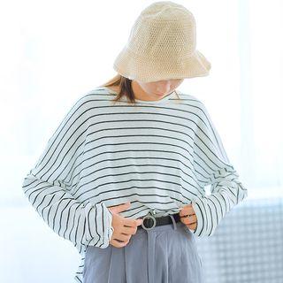 Striped Long-sleeve Top White - One Size