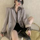 Double-breasted Blazer / Leopard Print Shirt