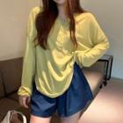 Button-up Loose-fit Hooded Sweatshirt
