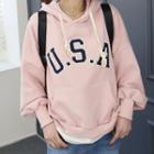 Usa Printed Balloon-sleeve Hoodie