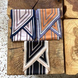 Stripe Satin Narrow Scarf
