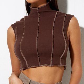 Sleeveless Mock Neck Crop Top