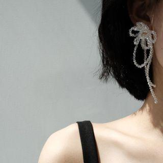Beaded Floral Drop Earring 1 Pair - Transparent - One Size