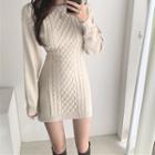 Long-sleeve Slim Fit Cable Knit Dress