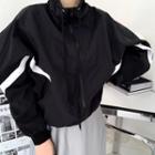 High-neck Contrast-trim Oversized Windbreaker