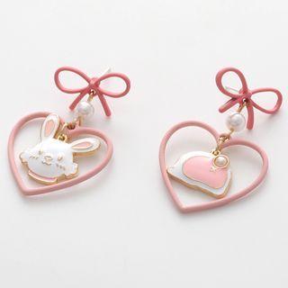 Rabbit Heart Asymmetrical Dangle Earring