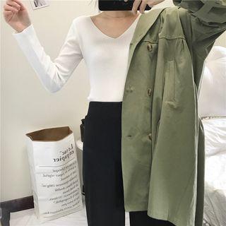 Long Sleeve V-neck Ribbed Top