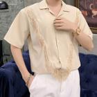 Short-sleeve Fringe Trim Shirt