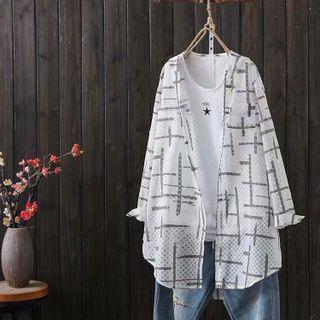 Dot And Line Long Sleeve Hooded Jacket