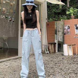 Plain Tank Top + Cargo Pocket Pants