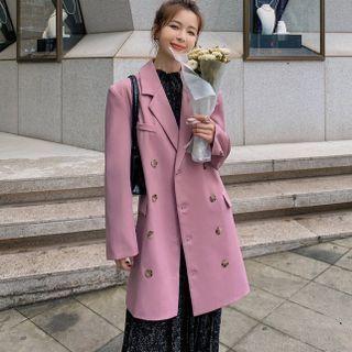 Notch Lapel Double Breasted Tie-waist Blazer